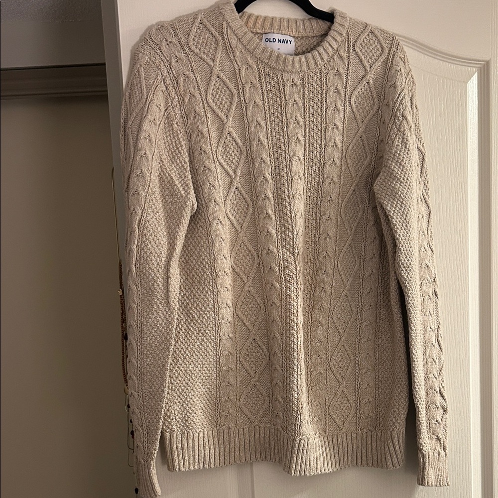 Old Navy Beige Cable Knit Sweater- 100% cotton